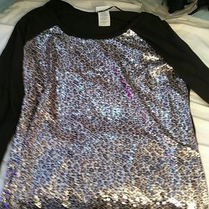 Long sleeve large sequin shirt